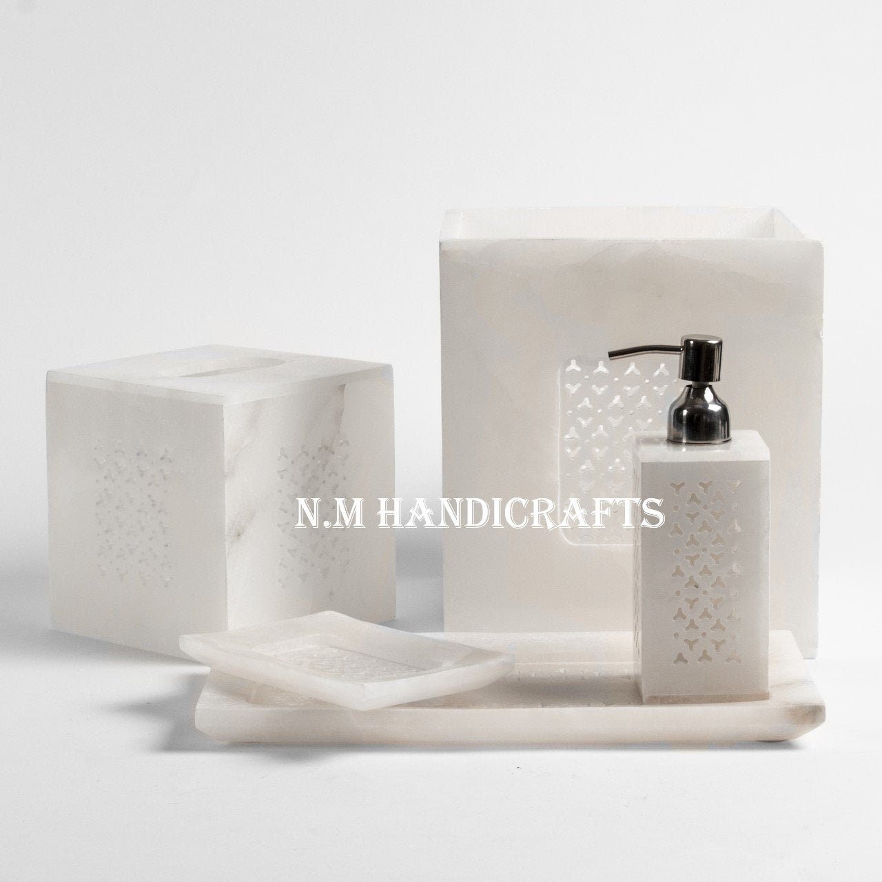 New White Marble Bath Accessories , New Generation Bathroom Decor, Finest  Handmade Art