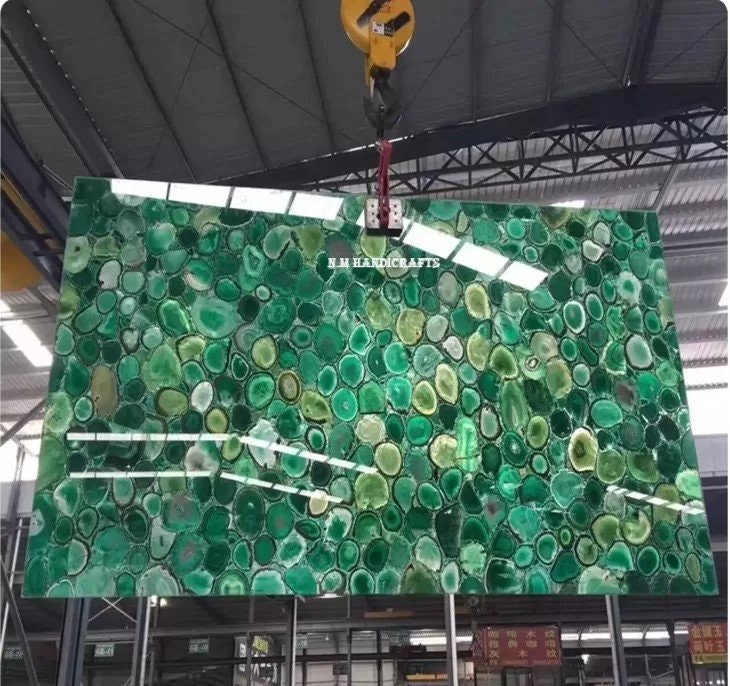 Green Agate Stone Slab, Use On, Table top, Bars & Counters, Kitchen Slab, Wall Decor, Interior Decor,Home And Office Decor, Agate Wall Panel - Image 2