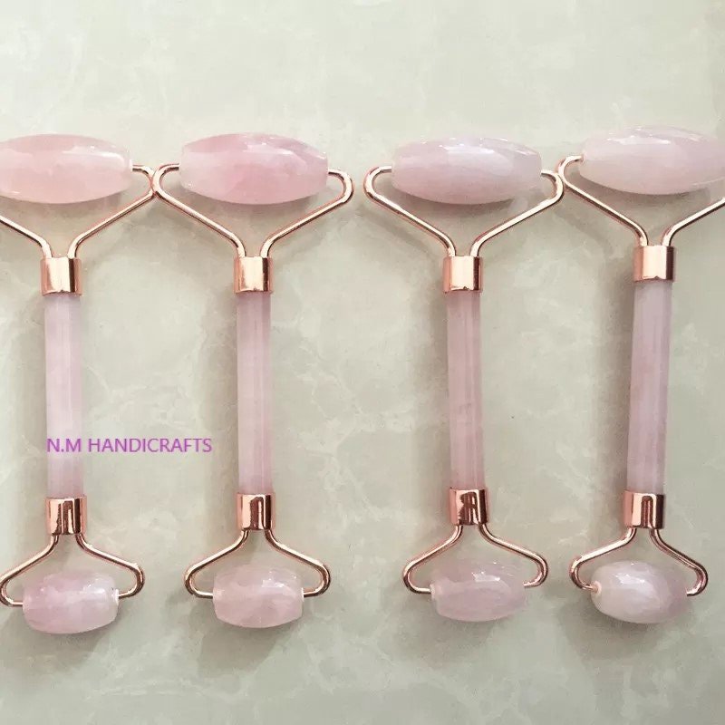 Bulk 4 Pics Set Rose Quartz Face Roller, Facial face massage ,neck , eyes , 100% natural stone -Skin care