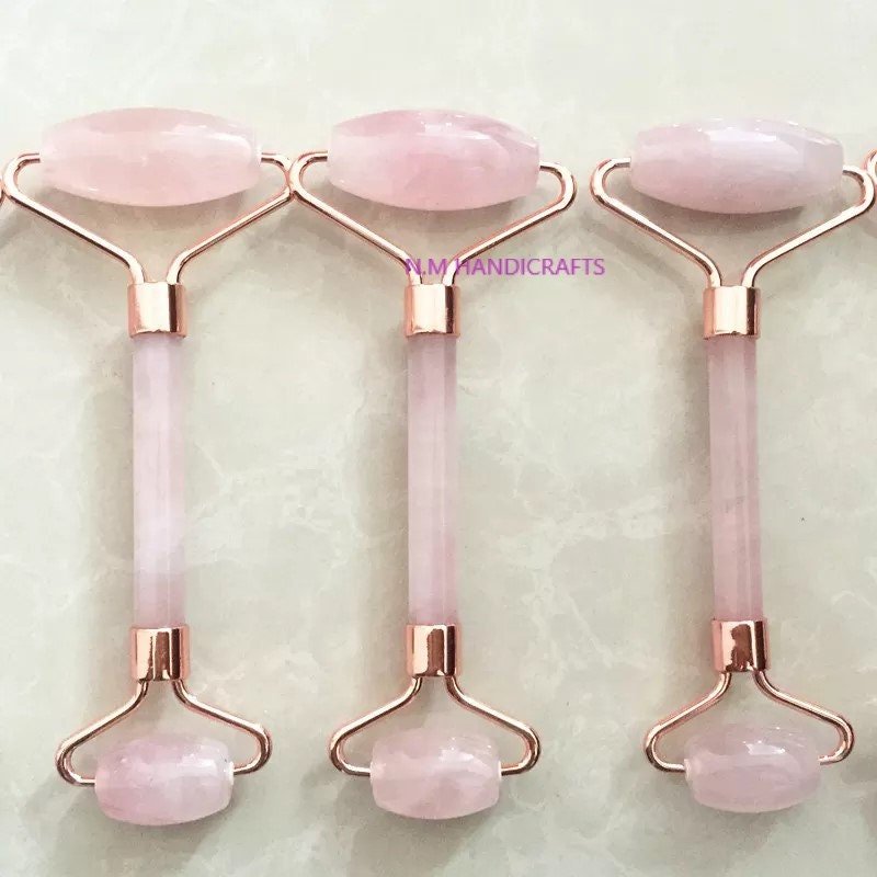 Bulk 4 Pics Set Rose Quartz Face Roller, Facial face massage ,neck , eyes , 100% natural stone -Skin care - Image 2