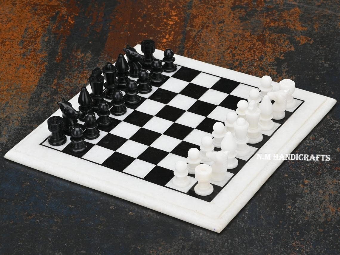 White Marble Chess Set, Tournament Chess Board, Pietra Dura Art, Vintage Chess, Mosaic Marquetry Art, Chess table, coffee/end/side/table top