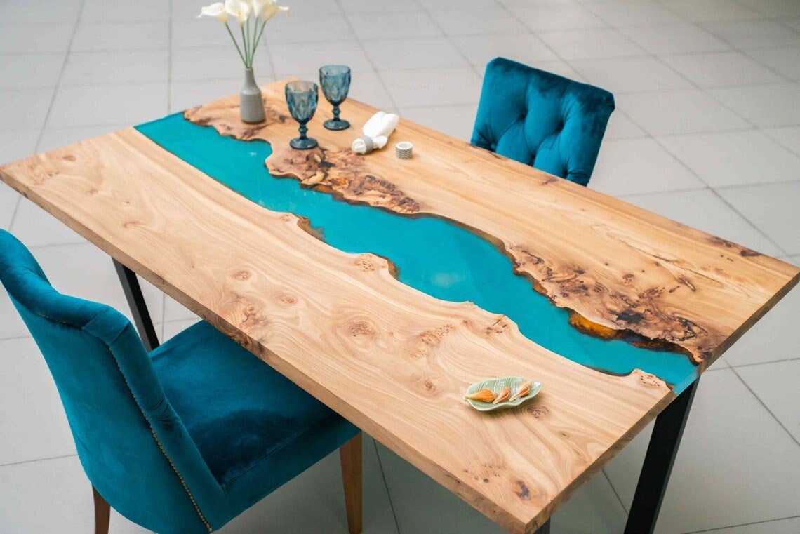 Natural Wood Epoxy River Table, Natural Wood, Dining Table Top, Center Table, Hallway Table, Wood & Epoxy Table, Office Table, Home Table