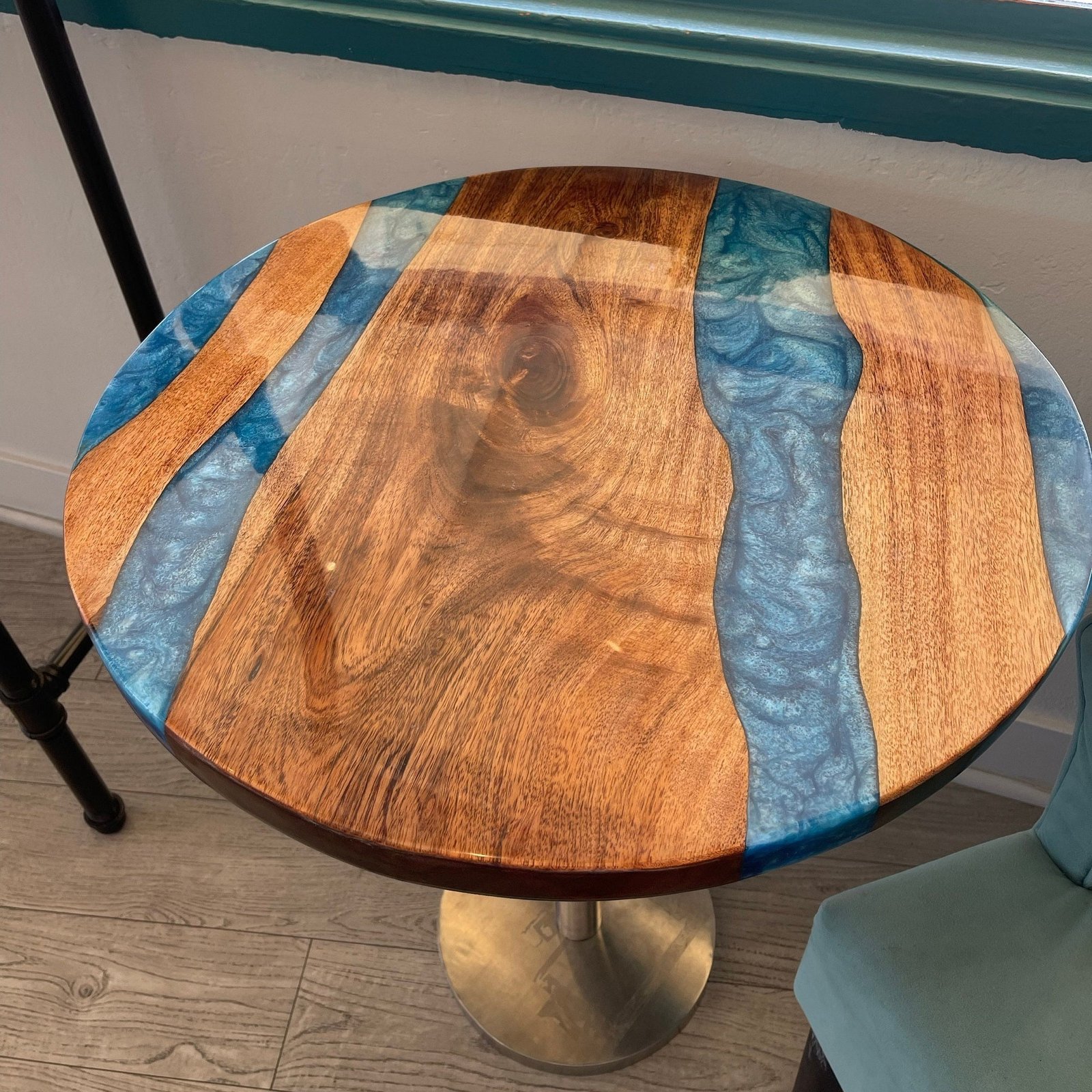 Round Wood Resin Coffee Table, Wood Epoxy River Table, Center Table Top, Hallway Table, Garden Table, Home And Office, Wood & Epoxy Table - Image 2