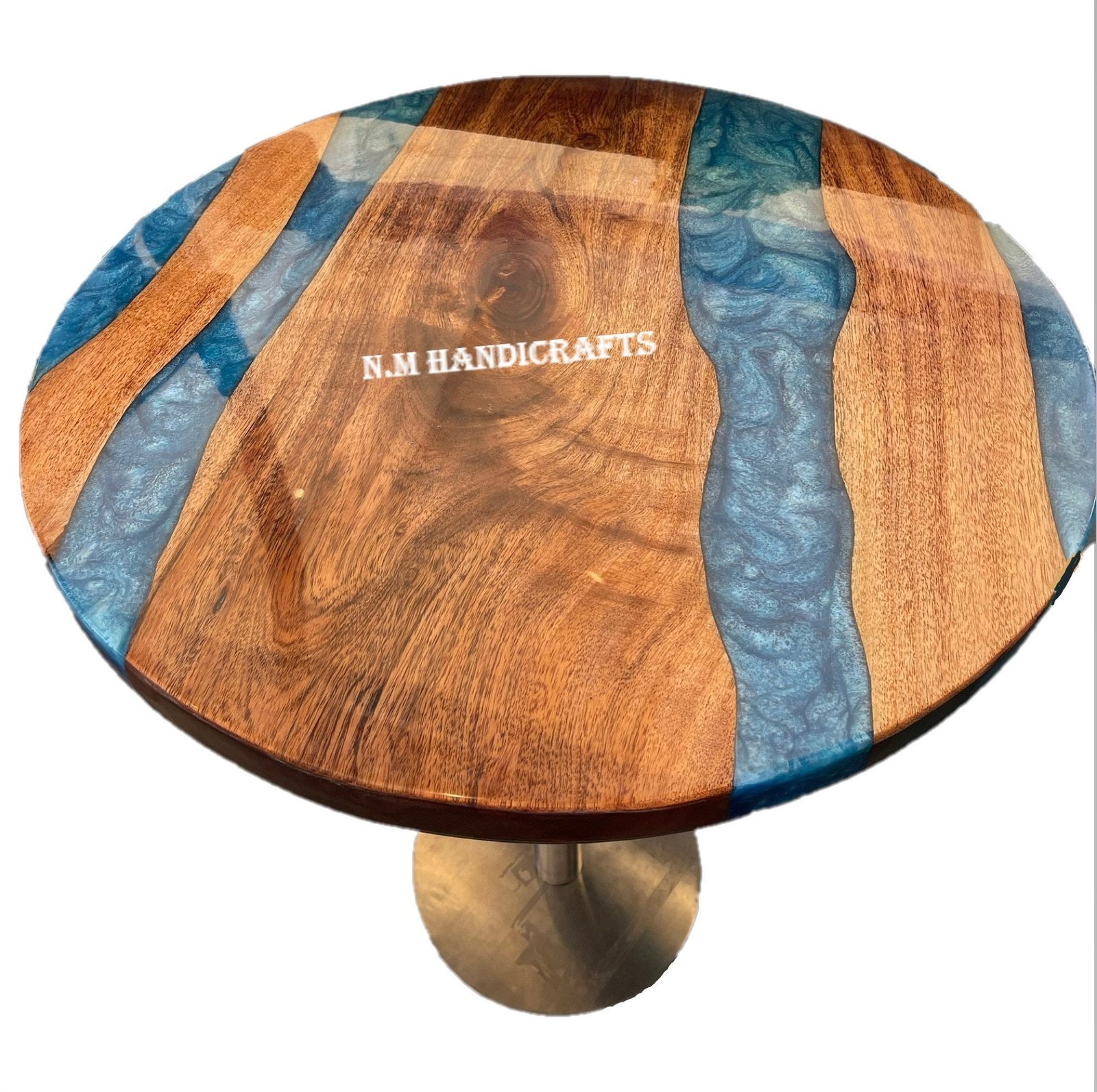 Round Wood Resin Coffee Table, Wood Epoxy River Table, Center Table Top, Hallway Table, Garden Table, Home And Office, Wood & Epoxy Table - Image 3