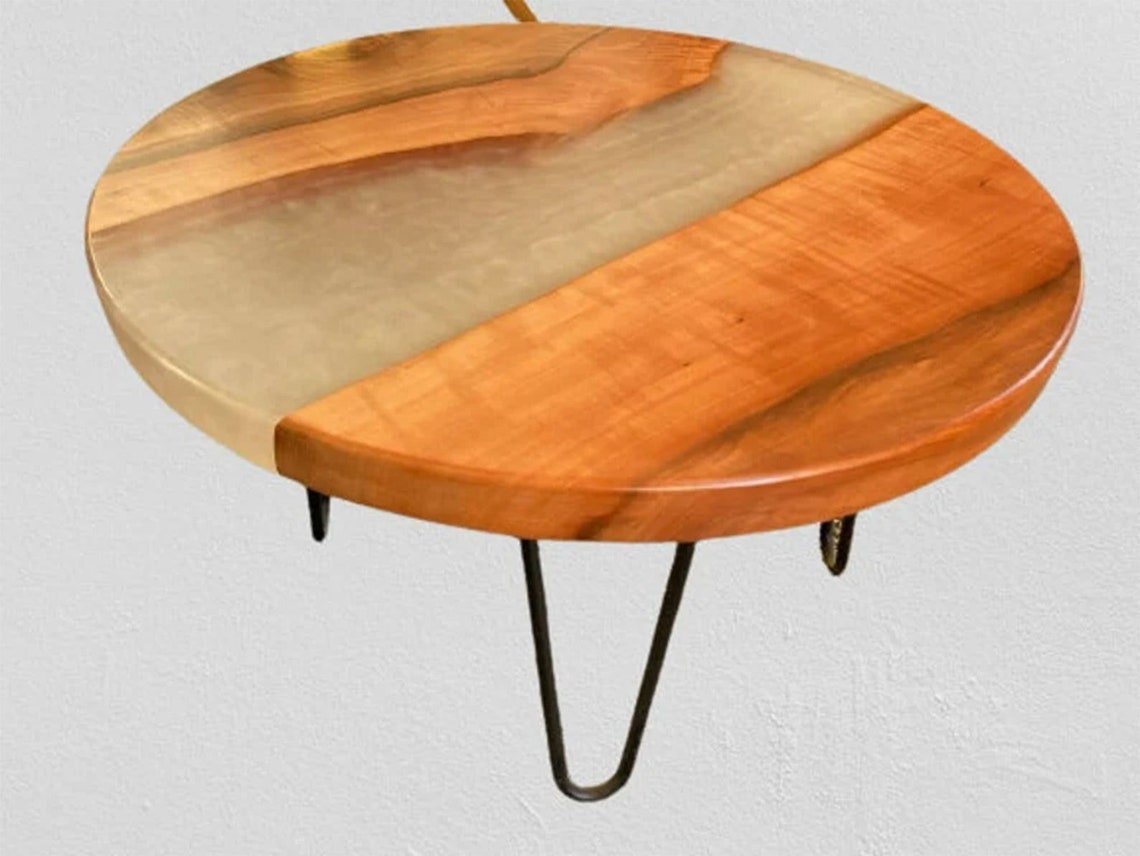 Round Epoxy Coffee Table, Wood Table, Clear Resin Table, Natural Wood, Center Table Top, Hallway Table, Wood & Epoxy Table, Conference Table - Image 2