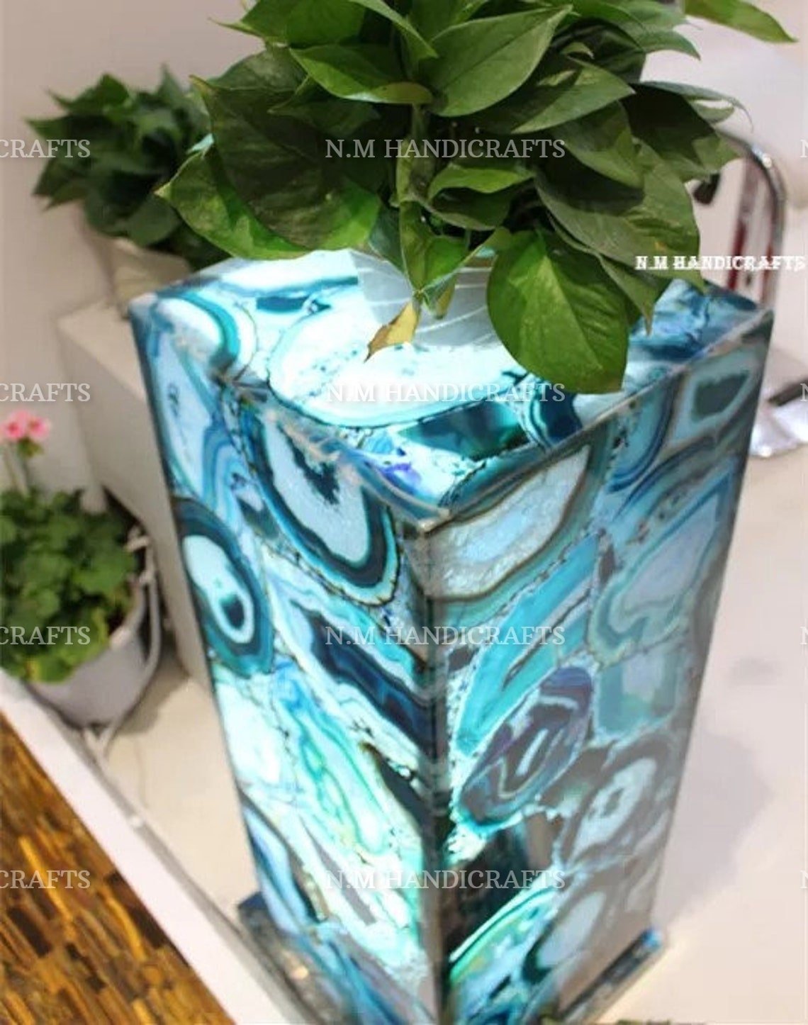 Table Lamp, Blue Agate Lamp, Lighting Lamp, Pedestal Lamp, Floor Lamp, Interior Decor, Home Decor, Office Decor, Wedding Gift, Gift For Her - Image 2