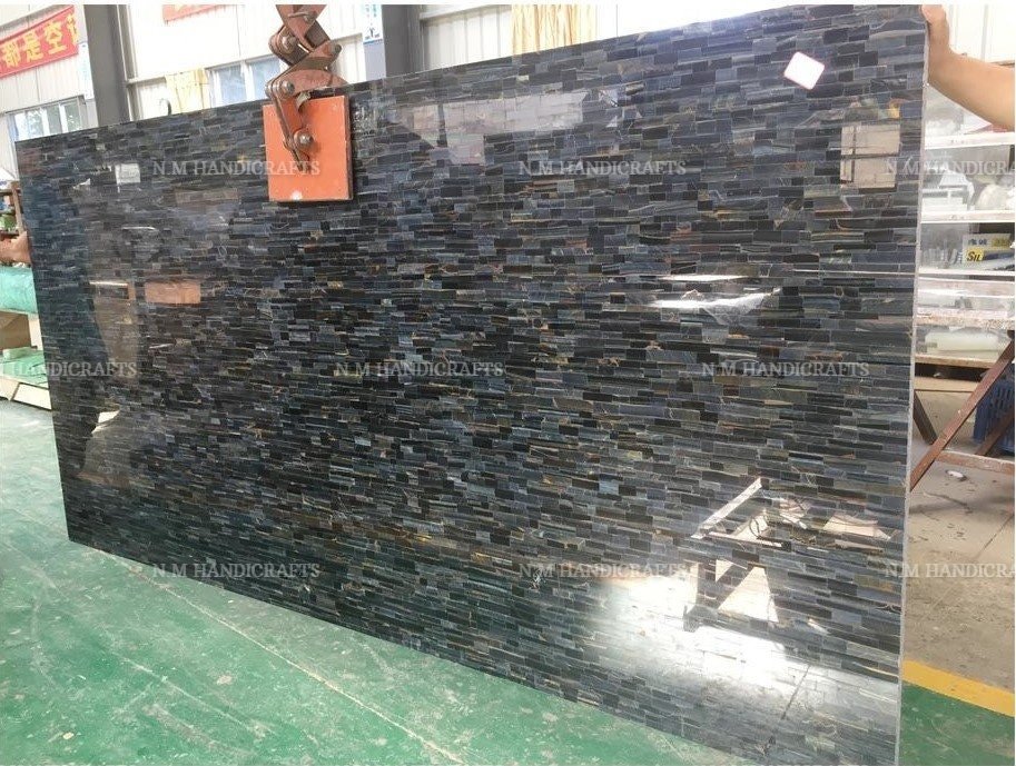 Blue Tiger Eye Dining Table, Blue Tiger Eye Slabs, Tiger Eye Counter Tops, Tiger Eye Wall Panels, Gems Stone Counter Top, Hallway Table - Image 2