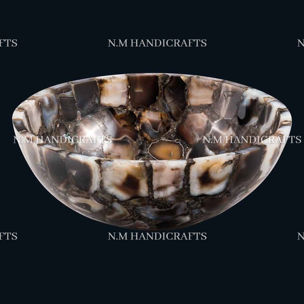 Natural Black Agate Wash Basin, Black Agate Sink, Gems Stone Sink, Bathroom & Kitchen Sink, Washroom Sink, Bathroom Accessories, Luxury Sink - Image 2