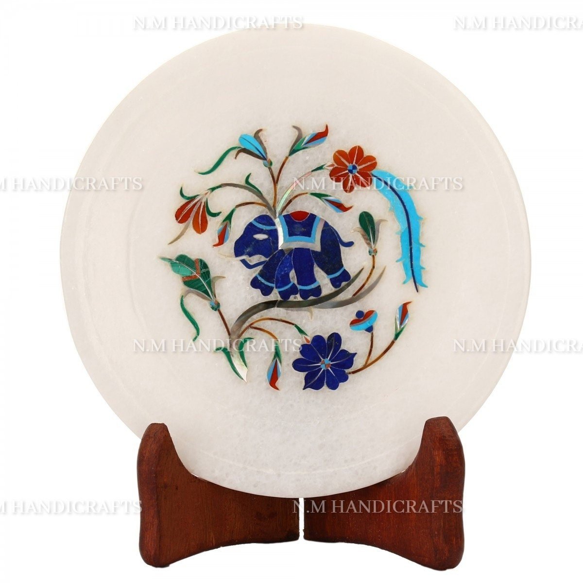 Marble Inlay Plate, Snack Plate, Serving Plate, Flower Inlay, Pietre Dura Art, Coaster, Tea Coaster, Plate, Gift, Kitchen Décor, Home Décor - Image 2