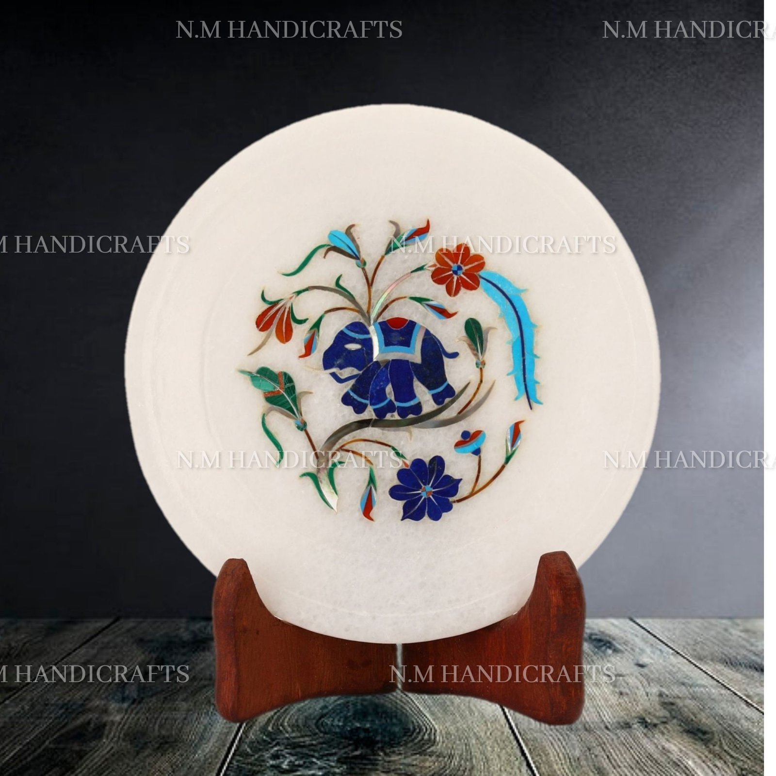 Marble Inlay Plate, Snack Plate, Serving Plate, Flower Inlay, Pietre Dura Art, Coaster, Tea Coaster, Plate, Gift, Kitchen Décor, Home Décor