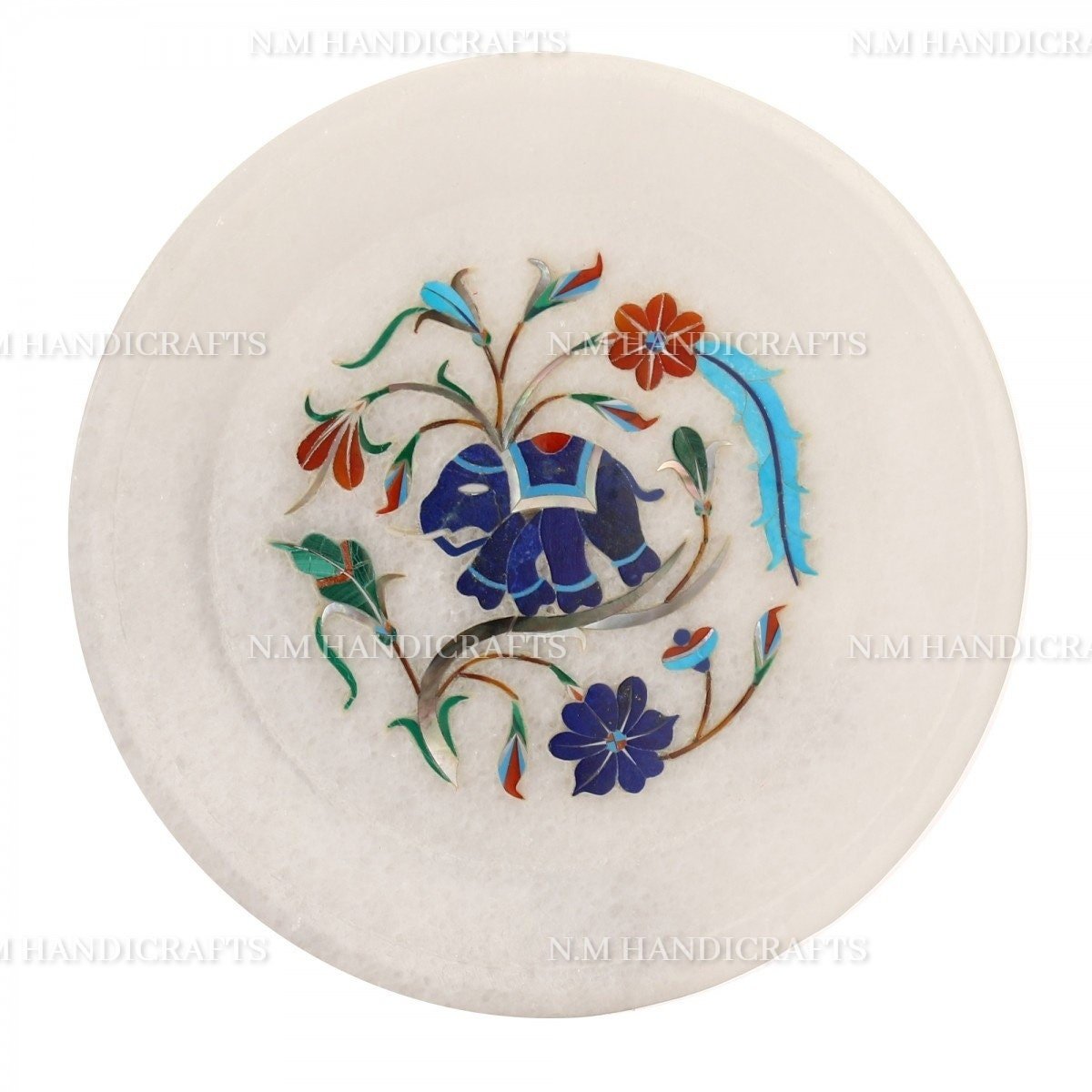 Marble Inlay Plate, Snack Plate, Serving Plate, Flower Inlay, Pietre Dura Art, Coaster, Tea Coaster, Plate, Gift, Kitchen Décor, Home Décor - Image 3