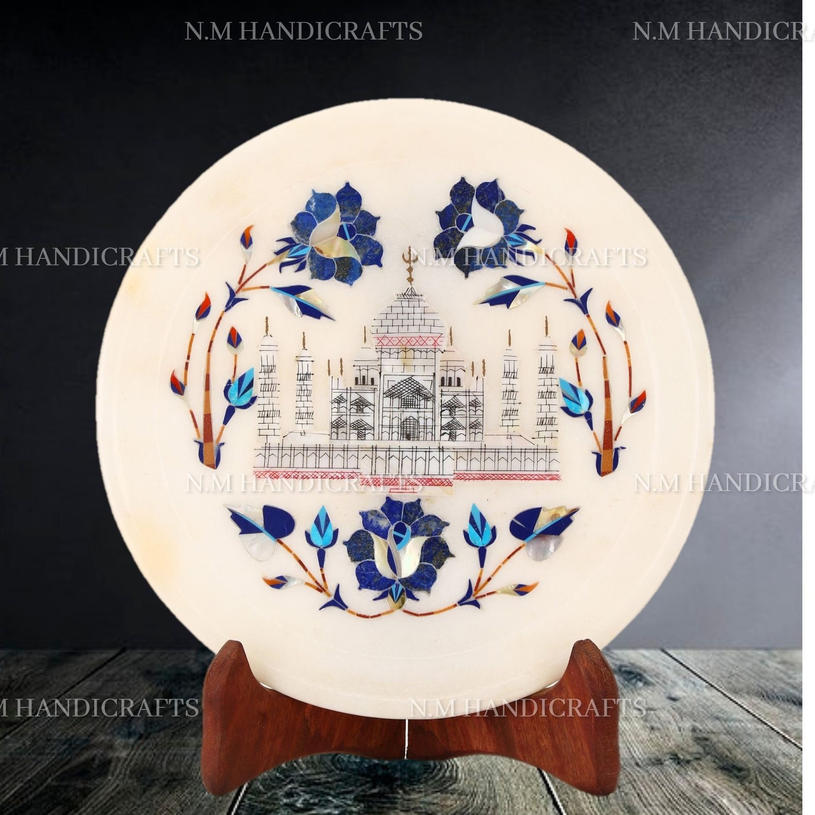 Marble Taj Mahal Plate, Snack Plate, Serving Plate, Seven Wonder Art Plate, Gems Stone, Coaster, Tea Coaster, Plate, Gift, Kitchen Décor - Image 3