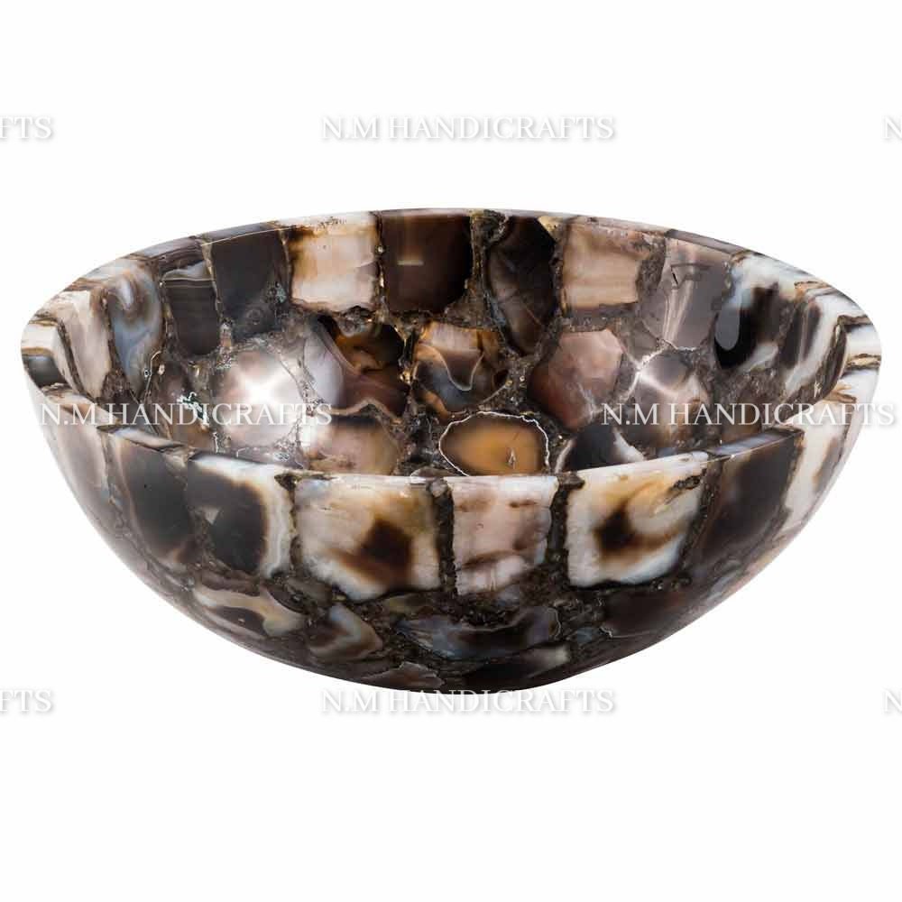 Natural Black Agate Wash Basin, Black Agate Sink, Gems Stone Sink, Bathroom & Kitchen Sink, Washroom Sink, Bathroom Accessories, Luxury Sink - Image 4